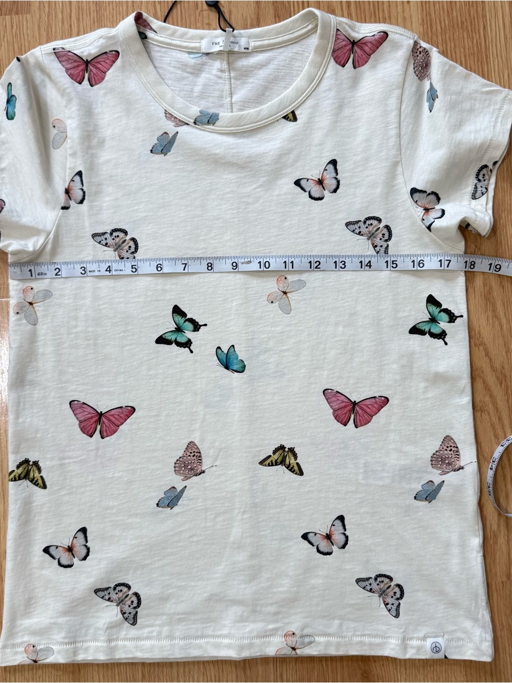 Rag & Bone Ozzy Butterfly Tee Ivory Multi Graphic T Shirt Womens Size M NWOT - Picture 8 of 9
